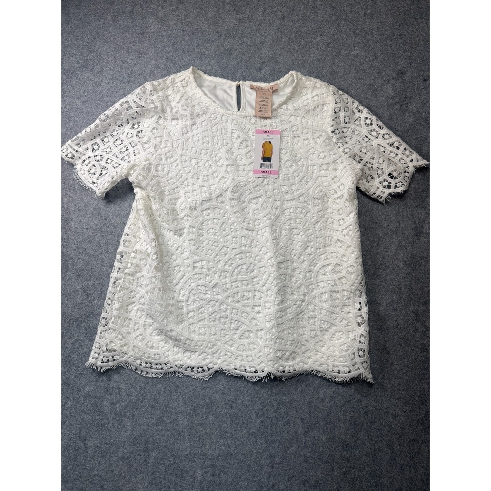 Philosophy Republic Clothing 3165076 Lace Top Small White Floral Overlay NWT